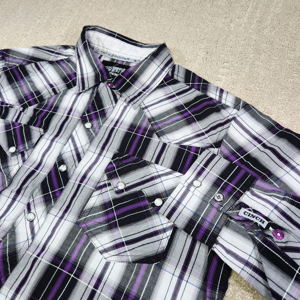 Cinch Pearl Snap Shirt Men Small Garth Brooks Sevens Button Up Cowboy Rodeo